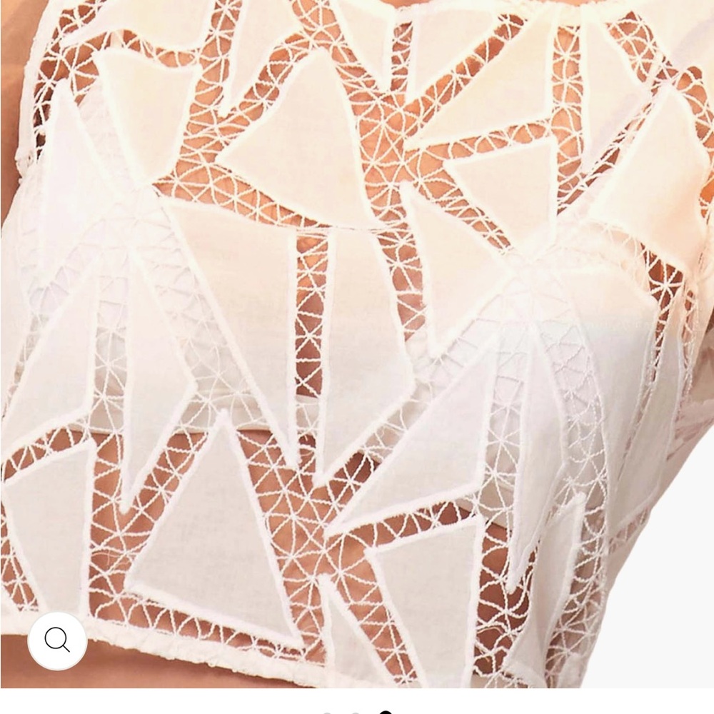 Vix White Geometric Lace Crop Top